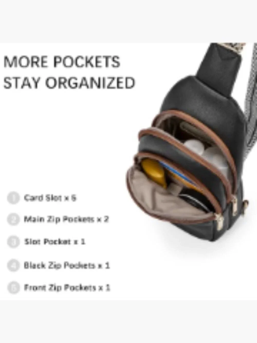 PU Leather Crossbody Sling Bag with RFID Blocking Pockets